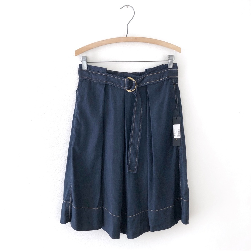 Donna Karan Navy Blue Chambray Skirt S NWT